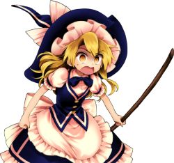 Rule 34 | 1girl, apron, blonde hair, blue bow, blue skirt, blue vest, bow, bowtie, broom, harukawa moe, hat, hat ribbon, kirisame marisa, long hair, official art, open mouth, puffy sleeves, ribbon, shirt, short sleeves, skirt, surprised, sweatdrop, touhou, transparent background, urban legend in limbo, vest, white shirt, witch hat, yellow eyes