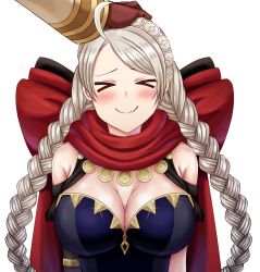 Rule 34 | &gt; &lt;, 1boy, 1girl, ahoge, between breasts, braid, breasts, capelet, chest harness, cleavage, closed eyes, closed mouth, commission, commissioner upload, fire emblem, fire emblem fates, fire emblem heroes, gloves, hairband, harness, headpat, highres, hood, hooded capelet, kiran (fire emblem), kiran (male) (fire emblem), large breasts, leather, leather gloves, leather strap, long hair, nina (fire emblem), nintendo, non-web source, official alternate costume, saikunartworks, smile, strap between breasts, transparent background, twin braids, upper body
