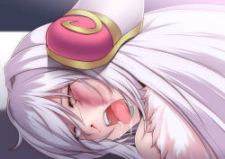 Rule 34 | 1girl, beaten, blood, bridget won, bruise, defeat, drooling, foot on head, freia kagami, injury, kupala, long hair, nosebleed, open mouth, red eyes, rolling eyes, saliva, silver hair, stepped on, tears, tongue, unconscious, wrestle angels