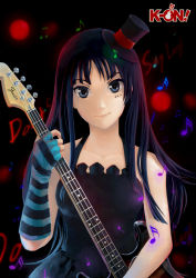 Rule 34 | 1girl, akiyama mio, bass guitar, black hair, don&#039;t say &quot;lazy&quot;, facepaint, gloves, hat, highres, instrument, k-on!, krit parnsanay, long hair, mini hat, mini top hat, solo, striped, top hat
