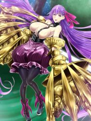Rule 34 | 10s, 1girl, black pantyhose, breasts, claws, fate/extra, fate/extra ccc, fate (series), hair ribbon, huge breasts, long hair, md5 mismatch, pantaloons, pantyhose, passionlip (fate), purple eyes, purple hair, resolution mismatch, ribbon, solo, source smaller, very long hair, yamaneko