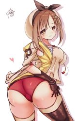 Rule 34 | 1girl, absurdres, artist request, ass, atelier (series), atelier ryza, belt, black footwear, black ribbon, blush, boots, breasts, brown eyes, brown hair, gloves, hair ornament, hair ribbon, hairclip, hat, highres, jewelry, large breasts, looking at viewer, necklace, red shorts, reisalin stout, ribbon, short hair, short shorts, shorts, simple background, single glove, skindentation, solo, star (symbol), star necklace, thick thighs, thigh boots, thighhighs, thighs, white background, white hat, white thighhighs