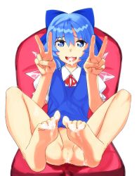 Rule 34 | artist request, barefoot, censored, cirno, cum, cum on body, cum on lower body, facial, feet, soles, toes, touhou