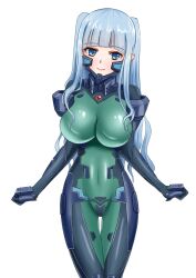 Rule 34 | 1girl, absurdres, bodysuit, breasts, commentary request, commission, covered navel, cowboy shot, headgear, highres, impossible bodysuit, impossible clothes, kikore suke, large breasts, muv-luv, muv-luv alternative, original, sidelocks, skeb commission, solo, two-tone bodysuit, two side up