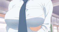 Rule 34 | 1girl, ai-chan (tawawa), animated, animated gif, arms under breasts, blue necktie, breast focus, breast rest, breasts, close-up, getsuyoubi no tawawa, large breasts, long sleeves, necktie, school uniform, shirt, solo, white shirt