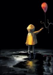 Rule 34 | 2boys, balloon, boots, child, clown, different reflection, from behind, georgie denbrough, horror (theme), it (stephen king), koto inari, multiple boys, pennywise, puddle, reflection, sleeves past wrists, branch, yellow raincoat