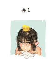 Rule 34 | 1girl, bad id, bad pixiv id, brown eyes, brown hair, cum, cum in nose, facial, glasses, hair bobbles, hair ornament, hjl, licking, looking at viewer, rubber duck, solo