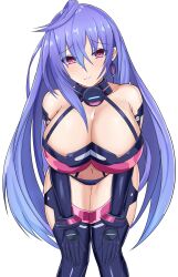 Rule 34 | 1girl, absurdres, breasts, cameltoe, choujigen game neptune, cleavage, compile heart, highres, idea factory, iris heart, kami jigen game neptune v, large breasts, leaning, leaning forward, leotard, long hair, looking at viewer, neptune (series), purple hair, smile, solo, stiris rangetsu, thighhighs, thong, thong leotard, very long hair