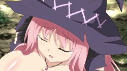 Rule 34 | 10s, 1girl, animated, animated gif, censored, fellatio, forced, fur-trimmed jacket, fur trim, hat, irrumatio, jacket, jewelry, long hair, majin label, necklace, ochi mono rpg seikishi luvilias, oral, penis, pink hair, pointy ears, purple eyes, rifria, shiny skin, tagme, witch hat
