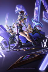 Rule 34 | 4girls, absurdres, ahri (league of legends), akali, animal ears, artist name, bare shoulders, belt, blonde hair, blue eyes, blue hair, boots, bracelet, braid, breasts, car, choker, cleavage, cloud.d, collarbone, curly hair, double bun, earrings, evelynn (league of legends), fingernails, fox ears, fox tail, gloves, hair bun, hat, high heel boots, high heels, high ponytail, highres, holding, holding weapon, jacket, jewelry, k/da (league of legends), k/da ahri, k/da akali, k/da evelynn, k/da kai&#039;sa, kai&#039;sa, large breasts, league of legends, lips, lipstick, long hair, looking at viewer, lying, makeup, motor vehicle, multiple girls, navel, necklace, on side, orange eyes, pants, parted lips, pencil skirt, ponytail, purple eyes, purple hair, red hair, sharp fingernails, single hair bun, single thighhigh, sitting, skirt, standing, swept bangs, tail, thigh boots, thighhighs, thighs, tight clothes, tight pants, weapon, yellow eyes