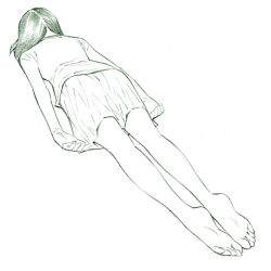 Rule 34 | 1girl, artist self-insert, barefoot, feet, legs, lying, monochrome, on stomach, original, sketch, skirt, soles, solo, toes, traditional media, yoshitomi akihito