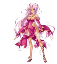 Rule 34 | 1girl, absurdres, bare shoulders, blue eyes, breasts, cleavage, cleavage cutout, clothing cutout, dark skin, dark-skinned female, detached sleeves, dress, female focus, full body, game cg, hair ornament, hand on own hip, highres, hikage eiji, jewelry, koihime musou, long hair, looking at viewer, nail polish, necklace, official art, pelvic curtain, pink hair, ponytail, revealing clothes, shin koihime musou, shoes, side slit, smile, solo, sonsaku, transparent background, very long hair, white background