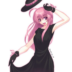 Rule 34 | bow, dress, gloves, hat, long hair, pink hair, solo, tagme