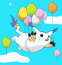 Rule 34 | animated, balloon, cloud, creatures (company), digimon, floating, fusion, game freak, gen 1 pokemon, happy, highres, liecomj, nintendo, pikachu, pokemon, sky, smile, tailmon, video