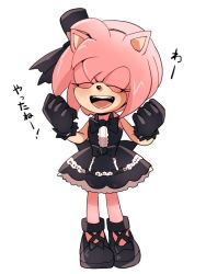 Rule 34 | 1girl, alternate costume, amy rose, artist request, dress, closed eyes, female focus, furry, furry female, gloves, gothic lolita, hat, lolita fashion, no humans, open mouth, sega, smile, solo, sonic (series), tagme