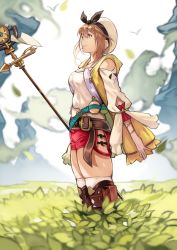 Rule 34 | 1girl, absurdres, atelier (series), atelier ryza, atelier ryza 1, bare shoulders, belt, blush, breasts, brown eyes, brown hair, field, hair ornament, hairclip, hat, highres, jewelry, medium breasts, necklace, red shorts, reisalin stout, short shorts, shorts, skindentation, smile, solo, standing, star (symbol), tecmo, thighhighs, thighs, yoshio (55level)