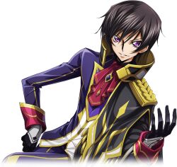 Rule 34 | 1boy, artist request, ascot, black gloves, black hair, blue jacket, blue pants, brooch, code geass, code geass: lost stories, cropped legs, crossed legs, dutch angle, epaulettes, game cg, gem, gloves, gold border, hair between eyes, hand up, happy, jacket, jewelry, lelouch vi britannia, looking at viewer, male focus, no headwear, non-web source, official art, pants, parted lips, purple eyes, purple gemstone, red ascot, short hair, sidelocks, simple background, sitting, smile, solo, tassel, teeth, transparent background, v-shaped eyebrows, zero (code geass)