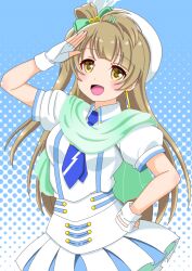 Rule 34 | 1girl, artist request, birthday, brown hair, coat, hat, highres, long hair, looking at viewer, love live!, minami kotori, open mouth, short hair, smile, solo