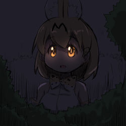 Rule 34 | 10s, 1girl, :d, animal ears, bad id, bad pixiv id, bare shoulders, blonde hair, bow, bowtie, breasts, bush, elbow gloves, extra ears, gloves, glowing, glowing eyes, hair between eyes, highres, kemono friends, looking away, medium breasts, night, open mouth, outdoors, print bow, print bowtie, print neckwear, serval (kemono friends), serval print, shirt, sleeveless, sleeveless shirt, smile, solo, tatsuki (irodori) (style), u-non (annon&#039;an), white shirt