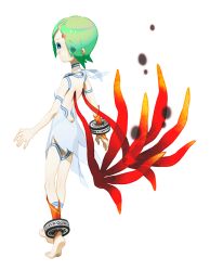 Rule 34 | 1girl, breath of fire, breath of fire v, closed mouth, commentary request, full-body tattoo, hair over one eye, highres, looking at viewer, nina (breath of fire v), see-through, simple background, solo, tattoo, white background