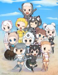 Rule 34 | &gt;:), &gt;:d, 10s, 6+girls, :&lt;, :3, :d, ;d, ;o, aki yamane, alaskan sea otter (kemono friends), animal ears, arm at side, arm up, armpits, arms up, artistic error, ascot, bad perspective, bandaid, bandaid on face, bandaid on nose, bare shoulders, beige boots, beige gloves, beige skirt, black cardigan, black eyes, black gloves, black hair, black legwear, black one-piece swimsuit, blonde hair, blue ascot, blue eyes, blue neckerchief, blue sky, blunt bangs, boots, brown eyes, brown gloves, brown hair, brown jacket, brown one-piece swimsuit, brown shirt, brown skirt, buttons, california sea otter (kemono friends), cape, cardigan, chibi, clenched hands, cloud, cloudy sky, collar, collared shirt, commentary request, covering own mouth, cross-laced footwear, day, dot nose, double bun, elbow gloves, eurasian otter (kemono friends), eyelashes, fang, fangs, fingerless gloves, frilled skirt, frilled swimsuit, frills, full body, fur-trimmed sleeves, fur collar, fur trim, glasses, gloves, gradient hair, grass, green skirt, grey-framed eyewear, grey cardigan, grey eyes, grey gloves, grey hair, grey legwear, grey one-piece swimsuit, grey shirt, grey skirt, grin, hair bun, hand up, hands up, highres, index finger raised, jacket, japanese marten (kemono friends), japanese otter (kemono friends), jewelry, kemono friends, leg lift, light brown hair, long hair, long sleeves, looking at another, looking at viewer, looking to the side, marten ears, medium hair, multicolored clothes, multicolored hair, multicolored swimsuit, multiple girls, neck ribbon, neckerchief, necklace, necktie, one-piece swimsuit, one eye closed, open hand, open mouth, otter ears, otter tail, outdoors, own hands together, pantyhose, plaid, plaid skirt, pleated skirt, ratel (kemono friends), ratel ears, red cape, red eyes, red necktie, red ribbon, ribbon, sable (kemono friends), sable ears, sable tail, semi-rimless eyewear, shadow, shell, shell hair ornament, shell necklace, shirt, shoelaces, short hair, short sleeves, single hair bun, skirt, skunk ears, skunk tail, sky, sleepy, small-clawed otter (kemono friends), smile, southern sea otter (kemono friends), spotted skunk (kemono friends), standing, standing on one leg, stoat (kemono friends), strapless, strapless one-piece swimsuit, striped skunk (kemono friends), swimsuit, symmetrical hand pose, tail, tareme, tears, teeth, thighhighs, tree, tsurime, twitter username, two-tone hair, under-rim eyewear, upper teeth only, v, v-shaped eyebrows, vest, waving, weasel ears, white hair, white necktie, white one-piece swimsuit, white shirt, white skirt, yawning, yellow jacket, yellow legwear, yellow necktie, zettai ryouiki