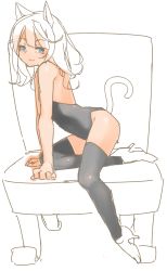 Rule 34 | 1girl, animal ears, bad id, bad pixiv id, cat ears, cat tail, highres, kochiya (gothope), long hair, looking at viewer, partially colored, sketch, smile, solo, tail, transparent background, unfinished