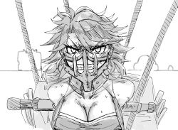 Rule 34 | 36rt, angry, azur lane, bound, breasts, cleavage, mad max, mad max: fury road, mask, mouth mask, parody, phoenix (azur lane), rope, tagme