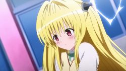Rule 34 | 10s, animated, animated gif, assisted exposure, blonde hair, breasts, konjiki no yami, long hair, nipples, to love-ru, to love-ru darkness, undressing, upper body