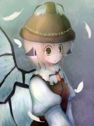 Rule 34 | 1girl, animal ears, boxinhev, feathers, female focus, hat, mystia lorelei, no nose, short hair, solo, standing, touhou, wings, yellow eyes