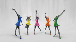 Rule 34 | 5girls, blue skirt, dancing, double v, f-yu, green skirt, headless, ib (kouri), mannequin, multiple girls, orange skirt, parody, pink skirt, precure, sentai, skirt, smile precure!, v, yellow skirt