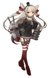 Rule 34 | 10s, 1girl, amatsukaze (kancolle), brown eyes, gloves, hand on own hip, highres, jong tu, kantai collection, long hair, machinery, rensouhou-kun, silver hair, smile, solo, two side up