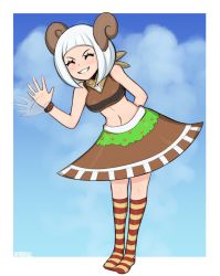 Rule 34 | 1girl, afrobull, breasts, child, dress, female focus, going merry, humanization, one piece, personification, small breasts, smile, solo, waving