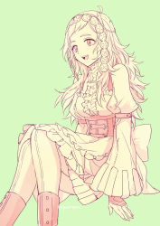 Rule 34 | 1girl, ahoge, breasts, buttons, corset, cosplay, fire emblem, fire emblem awakening, fire emblem fates, frills, full body, headdress, highres, lissa (fire emblem), lissa (fire emblem) (cosplay), long hair, looking to the side, medium breasts, nintendo, open mouth, ophelia (fire emblem), tonton318831