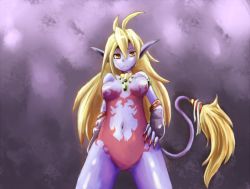 Rule 34 | 1girl, blonde hair, breasts, breath of fire, breath of fire ii, furry, furry female, long hair, nakkou (revanteeen), no panties, no pants, pointy ears, rinpoo chuan, solo, tail