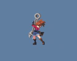 Rule 34 | 1girl, animated, boots, brown hair, fighting, gun, jtangc, machine gun, one step from eden, pixel art, solo, tagme, video, weapon