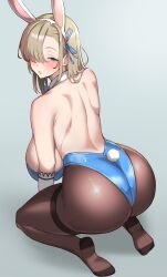 Rule 34 | 1girl, 9eep, absurdres, ass, asuna (blue archive), asuna (bunny) (blue archive), bare shoulders, blonde hair, blue archive, blue eyes, blush, breasts, elbow gloves, from above, from behind, gloves, hair over one eye, highres, huge ass, huge breasts, kneeling, leotard, long hair, looking at viewer, pantyhose, parted lips, playboy bunny, rabbit ears, rabbit tail, sideboob, solo, tail, thick thighs, thighs