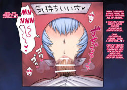 Rule 34 | 1girl, ayanami rei, bar censor, blue hair, censored, cum, cum in mouth, cumdrip, fellatio, glory hole, heart, mogudan, mosaic censoring, neon genesis evangelion, open mouth, oral, penis, saliva, tagme, testicles, tongue, tongue out, veins, veiny penis