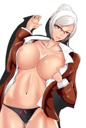 Rule 34 | 1girl, breasts, glasses, highres, large breasts, no bra, prison school, shiraki meiko, solo