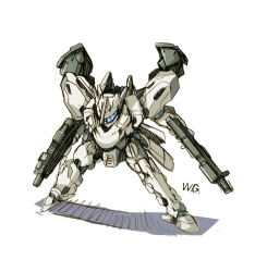 Rule 34 | armored core, armored core: for answer, chibi, dual wielding, from software, gun, holding, mecha, rifle, robot, rocket launcher, weapon, white glint