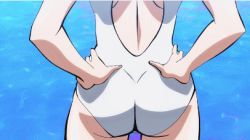 Rule 34 | 10s, 1girl, animated, animated gif, ass, competition swimsuit, jacket, keijo!!!!!!!!, lowres, miyata sayaka, one-piece swimsuit, subtitled, swimsuit, swimsuit under clothes, track jacket, water, white hair