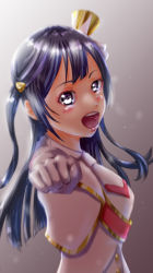 Rule 34 | 1girl, absurdres, artist name, artist request, black hair, blue hair, blush, breasts, cardigan, clenched hand, collared shirt, dark blue hair, female focus, floating hair, gloves, grey eyes, hair ornament, hairclip, hairpin, hat, highres, incoming attack, incoming punch, jacket, long hair, long sleeves, looking at viewer, love live!, love live! nijigasaki high school idol club, love live! school idol festival, mini hat, necktie, nijiiro passion!, nijiiro passions! (love live!), parted lips, ponytail, punching, rainbow-colored passions!, sash, shako cap, shirt, side ponytail, smile, solo, white cardigan, white gloves, white jacket, white necktie, white shirt, yuki setsuna (love live!)