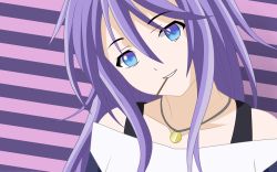 Rule 34 | 00s, 1girl, blue eyes, blue hair, candy, highres, jewelry, lollipop, long hair, matching hair/eyes, necklace, rosario+vampire, shirayuki mizore, smile, solo, vector trace, wallpaper