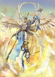 Rule 34 | 1boy, angel, angel boy, angemon, digimon, flying, highres, solo, wings