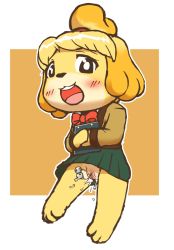 Rule 34 | animal crossing, animal ears, animal hands, artist request, barefoot, blush, feet, furry, isabelle (animal crossing), nintendo, pussy, tagme, toes