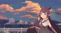 Rule 34 | 1girl, :3, blue eyes, boat, cloud, commentary, dress, english commentary, floating hair, hair behind ear, headpat, highres, hololive, hololive english, long hair, looking at viewer, meiyan (boyimachao), mole, mole under eye, mountain, ninomae ina&#039;nis, ocean, pointy ears, purple hair, sailor collar, sky, skyline, smile, takodachi (ninomae ina&#039;nis), tentacle hair, virtual youtuber, watercraft, white dress