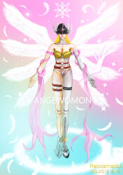 Rule 34 | absurdres, angel, angel girl, angewomon, crests (digimon), digimon, digimon (creature), head wings, highres, long hair, mask, wings