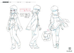 Rule 34 | 1girl, bakemonogatari, character sheet, from side, full body, highres, monogatari (series), multiple views, official art, own hands clasped, own hands together, production art, production note, scan, sengoku nadeko, simple background, turnaround, white background, zip available
