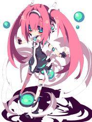 Rule 34 | 1girl, aqua eyes, blush, borrowed character, dango mushi, full body, headgear, long hair, looking at viewer, original, outstretched arms, pink hair, pixiv genealogy of life, science fiction, solo, spread arms, standing, twintails, white background