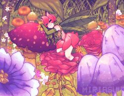 Rule 34 | digimon, digimon (creature), fairy, flower, highres, lilimon, monster girl, nail polish, petals, plant girl