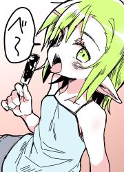 Rule 34 | 1girl, absurdres, blonde hair, camisole, female focus, food, hair ornament, hairclip, highres, original, pointy ears, popsicle, sanzui, solo, tongue, tongue out, zakuro (sanzui)